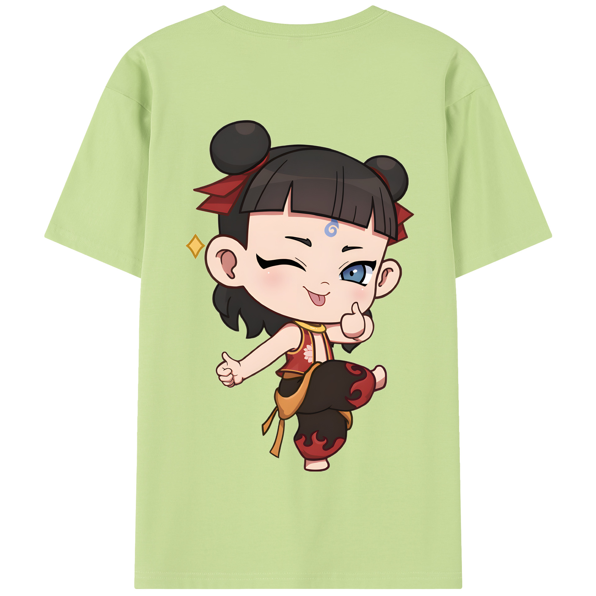 （画像用） Ne Zha 2 ナタ 魔童の大暴れ 綿100％半袖Tシャツ（背面プリント）
